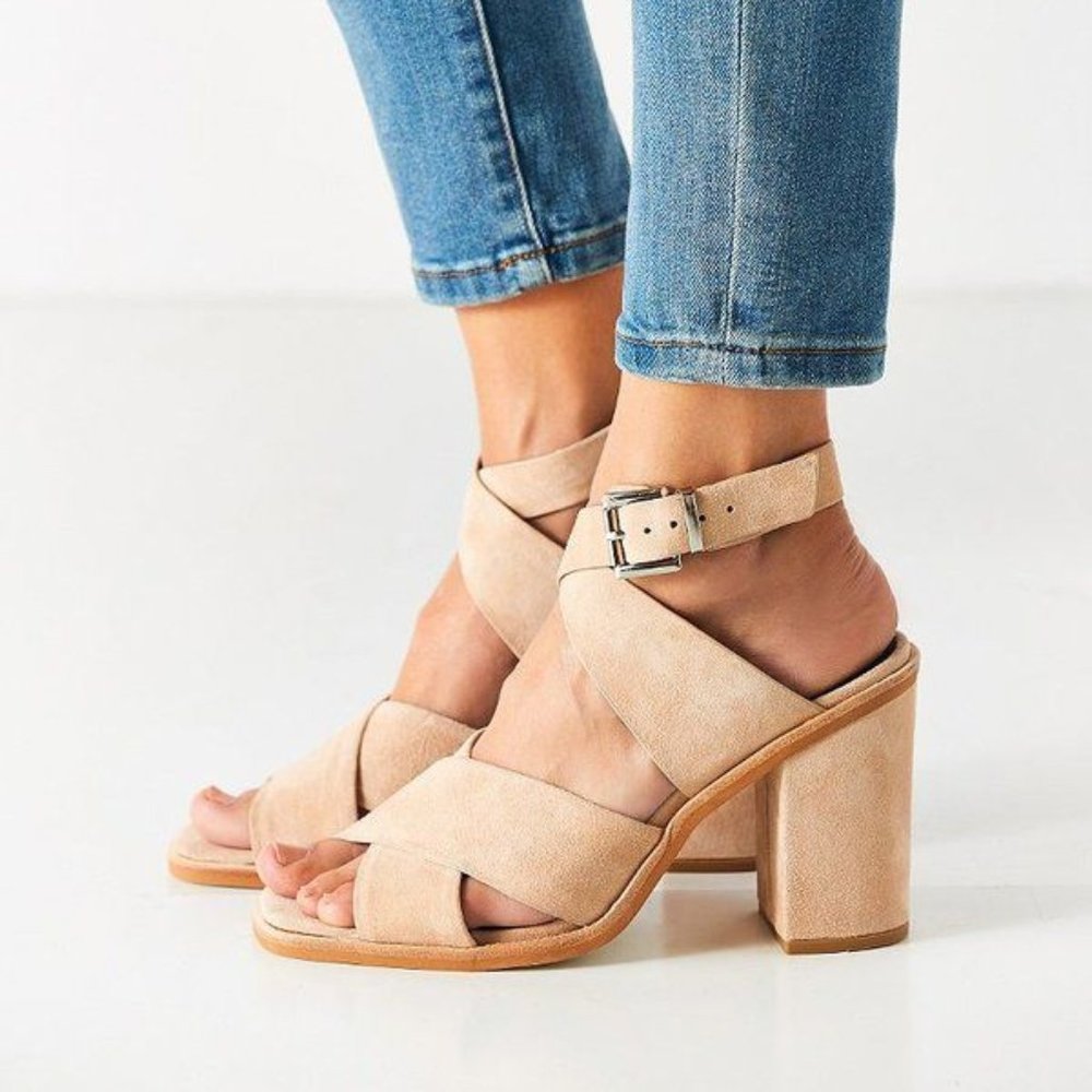 Sol Sana Women's Whitney Suede Heel Sandals, Size 41,  Color Nude